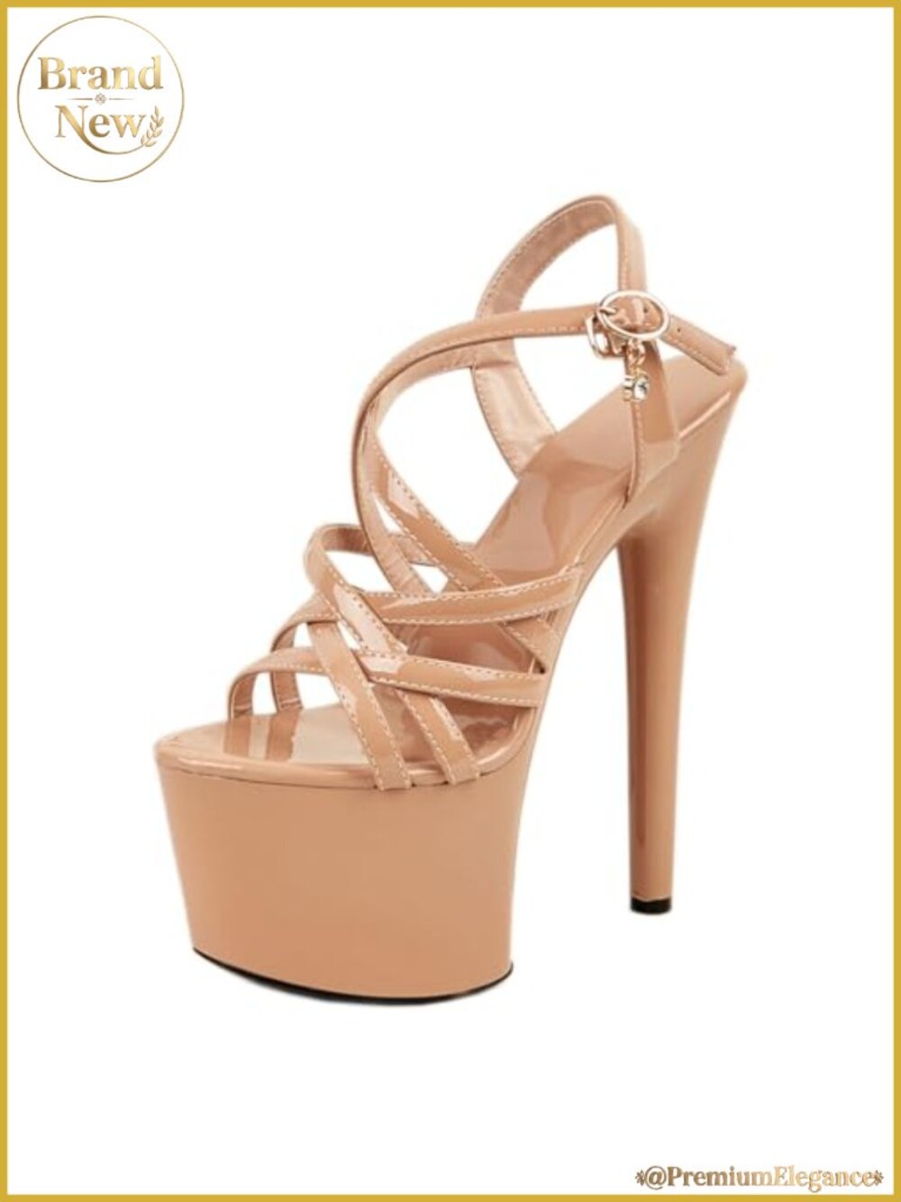 Strappy Heels for Women 6.7 Inch Open Toe Platform Heeled Sandals